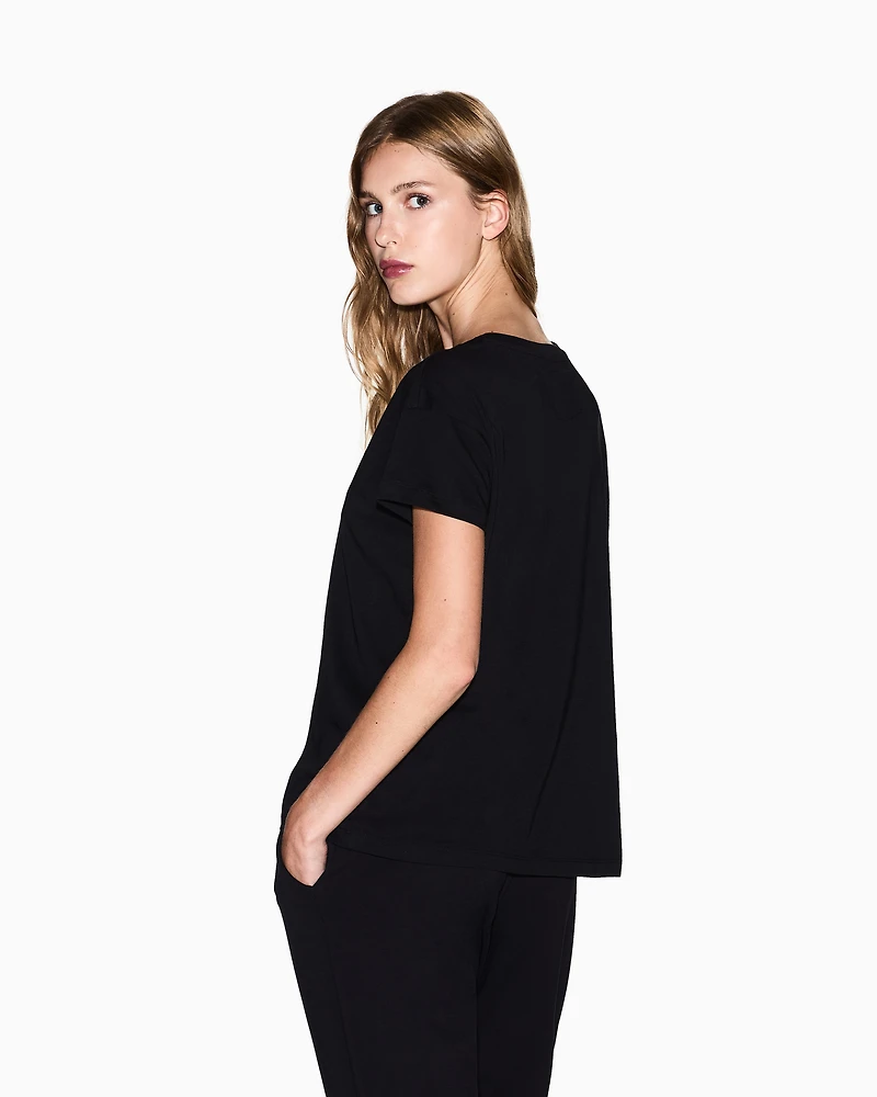 Armani Exchange - Boyfriend T-shirt with Icon logo, Woman, Black, Size: