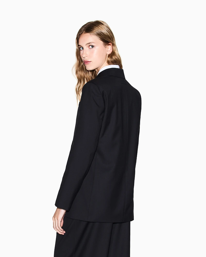 Armani Exchange - ASV fabric double-breasted jacket, Woman, Black, Size: