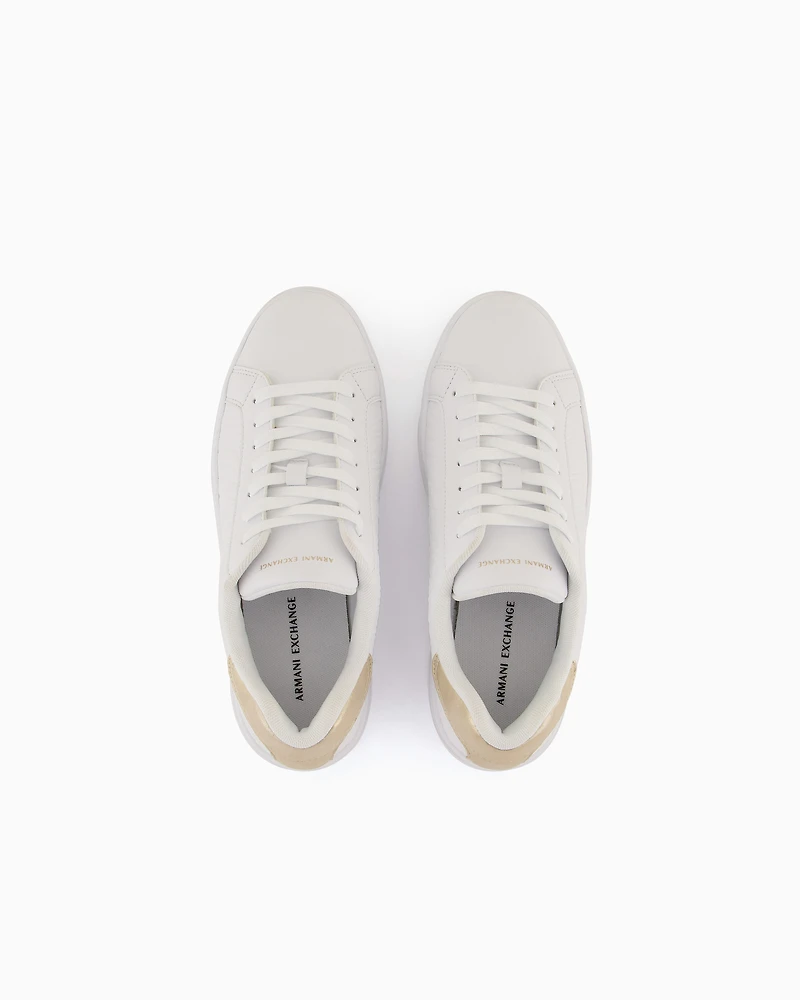 Armani Exchange - Sneakers with matching embroidered logo and metal detail, Woman, White, Size: