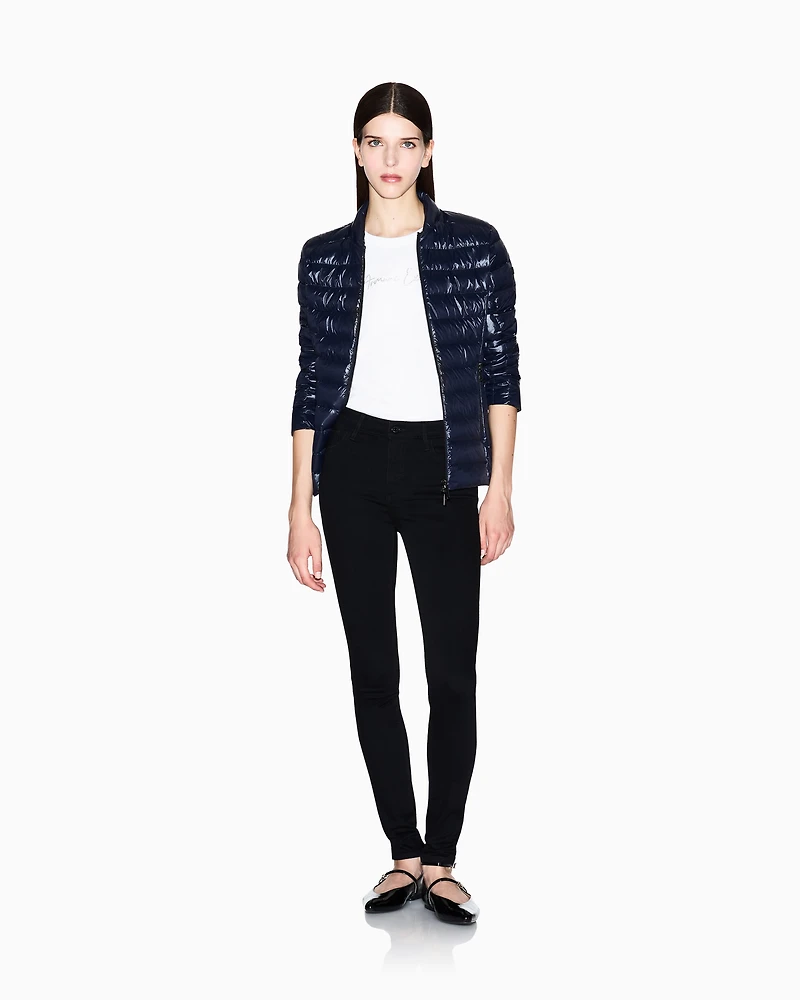 Armani Exchange - Slim fit T-shirt with glitter logo, Woman, White, Size: