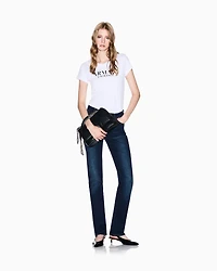 Armani Exchange - Used effect cigarette fit jeans, Woman, Blue, Size: