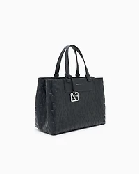 Armani Exchange - Handbag with allover logo, Woman, Black, Size: TU