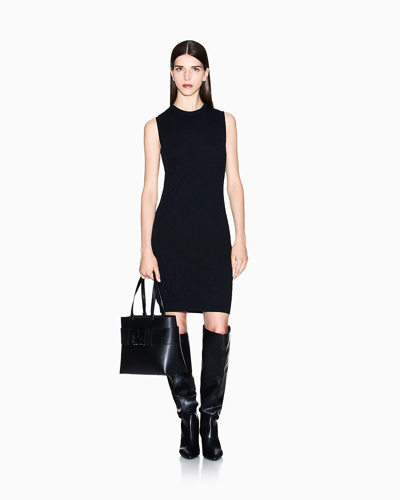 Sheath dress with allover logo