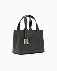Armani Exchange - Tote bag with allover logo motif, Woman, Black, Size: TU