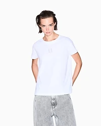 Armani Exchange - Boyfriend T-shirt with Icon logo, Woman, White, Size: