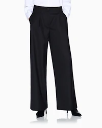 Armani Exchange - ASV fabric wide trousers with pleats, Woman, Black, Size:
