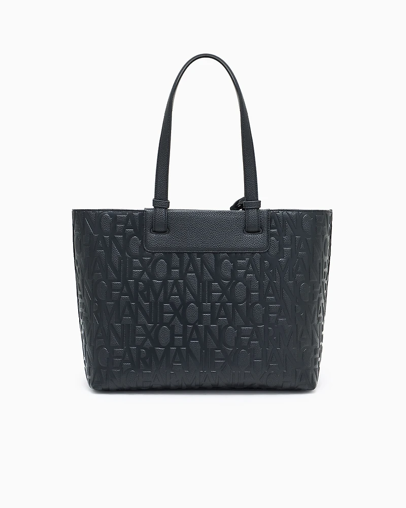 Armani Exchange - Shopper bag with allover logo, Woman, Black, Size: TU