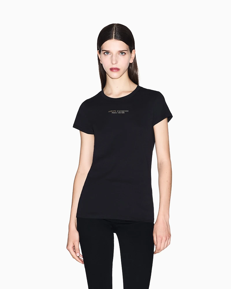 Armani Exchange - Slim Fit T-Shirts, Woman, Black, Size: