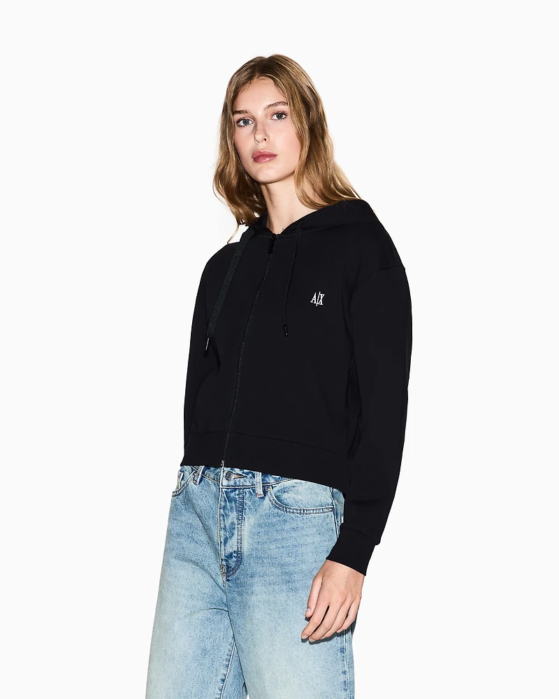 Armani Exchange -  Icon Cropped Hoodie, Woman, Black, Size: