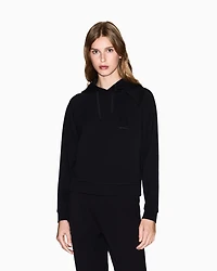 Armani Exchange - Glitter Logo Hoodie, Woman, Black, Size: