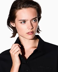 Armani Exchange - Stretch pique polo shirt with logo, Woman, Black, Size: