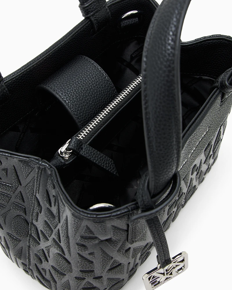 Armani Exchange - Tote bag with allover logo motif, Woman, Black, Size: TU