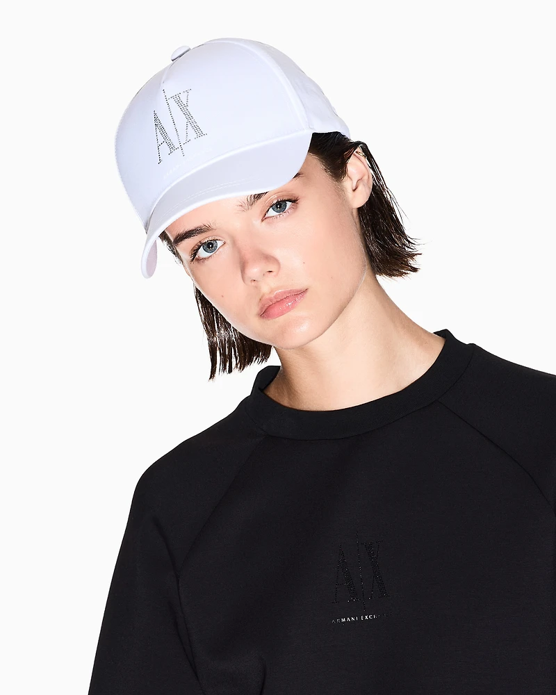 Armani Exchange - Glitter Logo Crewneck Sweatshirt, Woman, Black, Size: S