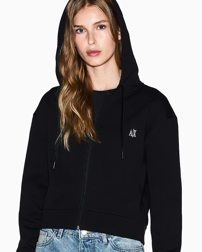 Armani Exchange -  Icon Cropped Hoodie, Woman, Black, Size: