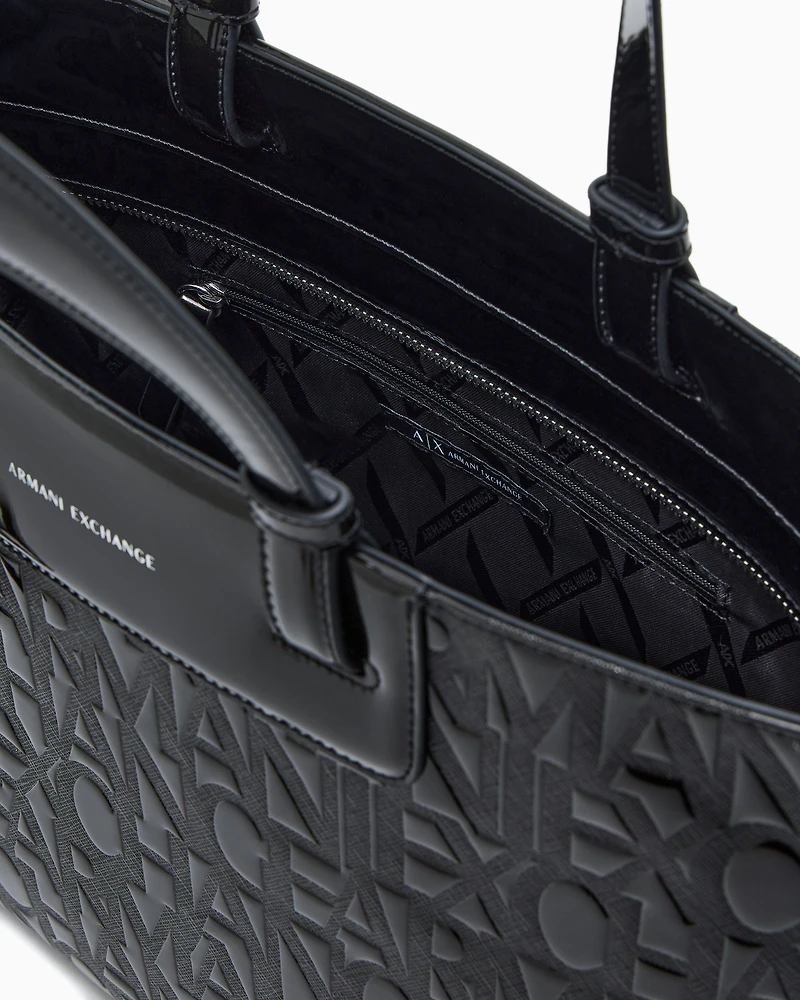 Tote bag in shiny material