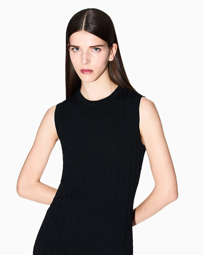 Sheath dress with allover logo