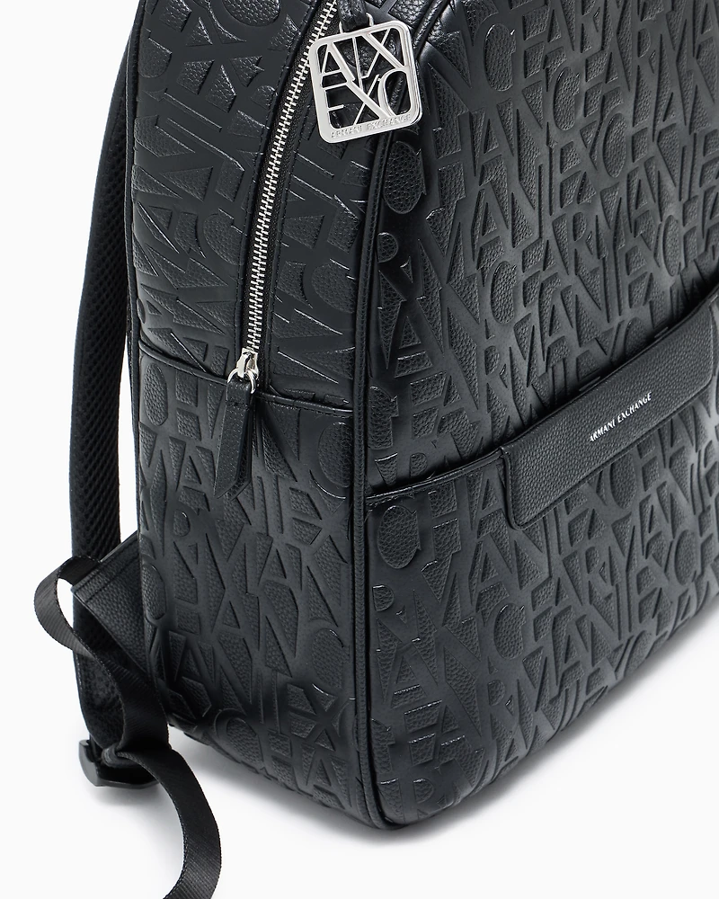 Armani Exchange - Backpack with allover logo, Woman, Black, Size: TU
