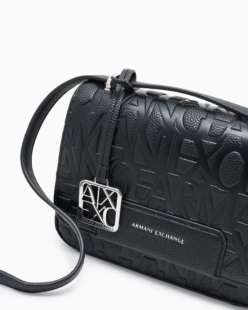 Armani Exchange - Allover logo shoulder bag, Woman, Black, Size: TU