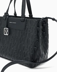 Armani Exchange - Handbag with allover logo, Woman, Black, Size: TU