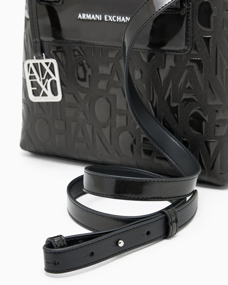 Armani Exchange - Tote bag with allover logo motif, Woman, Black, Size: TU