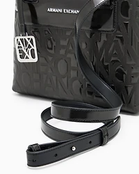Armani Exchange - Tote bag with allover logo motif, Woman, Black, Size: TU