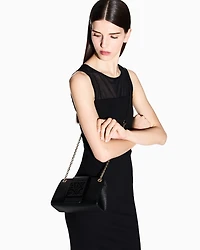 Armani Exchange - Small shoulder bag with shaped logo, Woman, Black, Size: TU