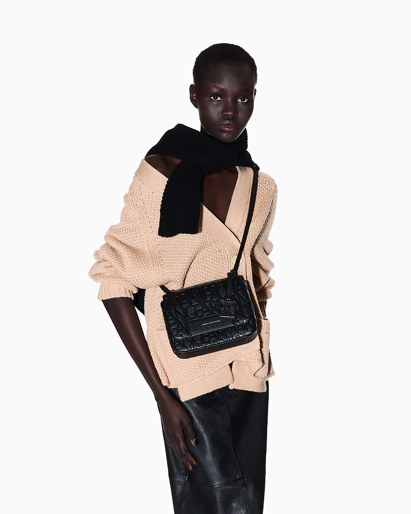 Armani Exchange - Allover logo shoulder bag, Woman, Black, Size: TU