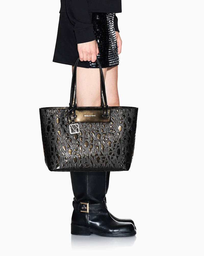 Tote bag in shiny material