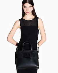 Armani Exchange - Large tote bag with double handles and shoulder strap, Woman, Black, Size: TU