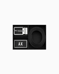 Leather belt set with two prongs