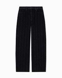 Armani Exchange - Allover logo relaxed fit jeans , Woman, Black, Size: