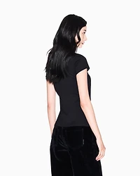 Armani Exchange - Slim fit T-shirt with logo lettering, Woman, Black, Size: