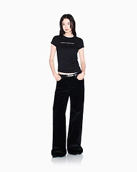 Armani Exchange - Stonewashed denim wide-leg jeans, Woman, Black, Size: