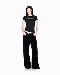 Armani Exchange - Slim fit T-shirt with logo lettering, Woman, Black, Size: