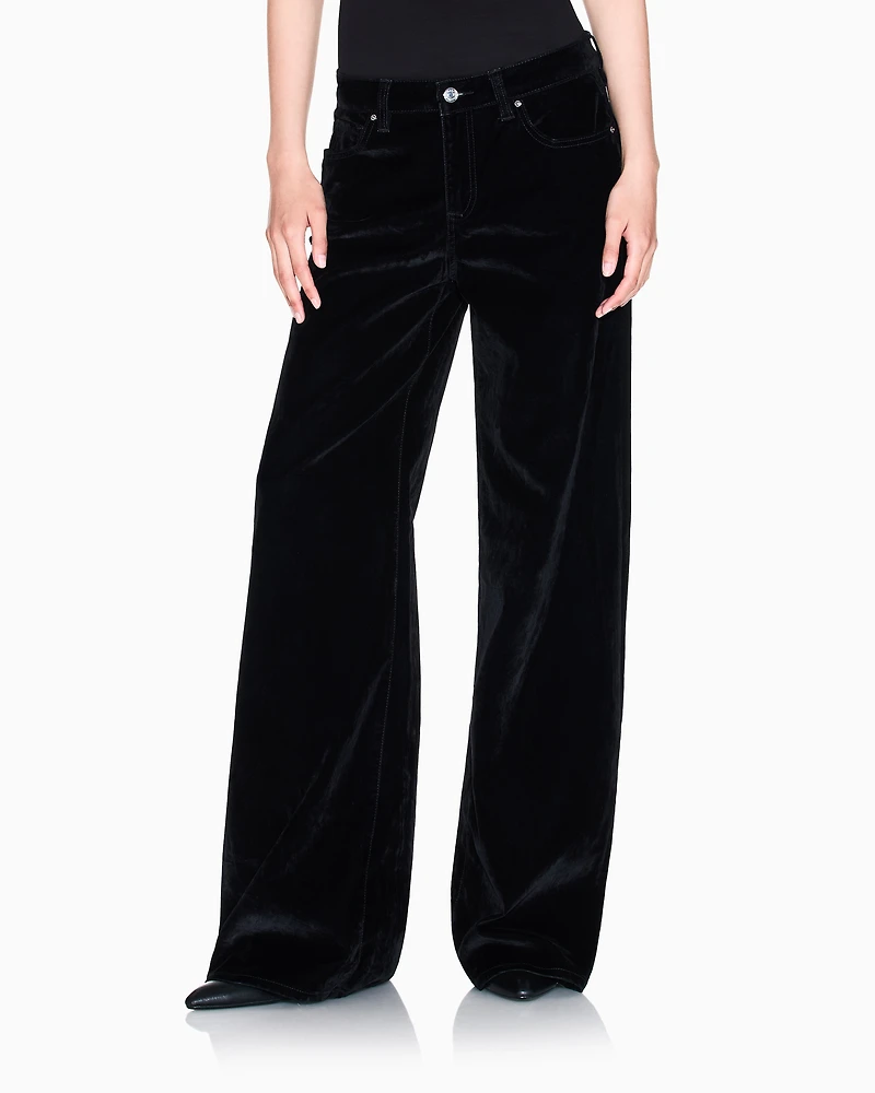 Armani Exchange - Stonewashed denim wide-leg jeans, Woman, Black, Size: