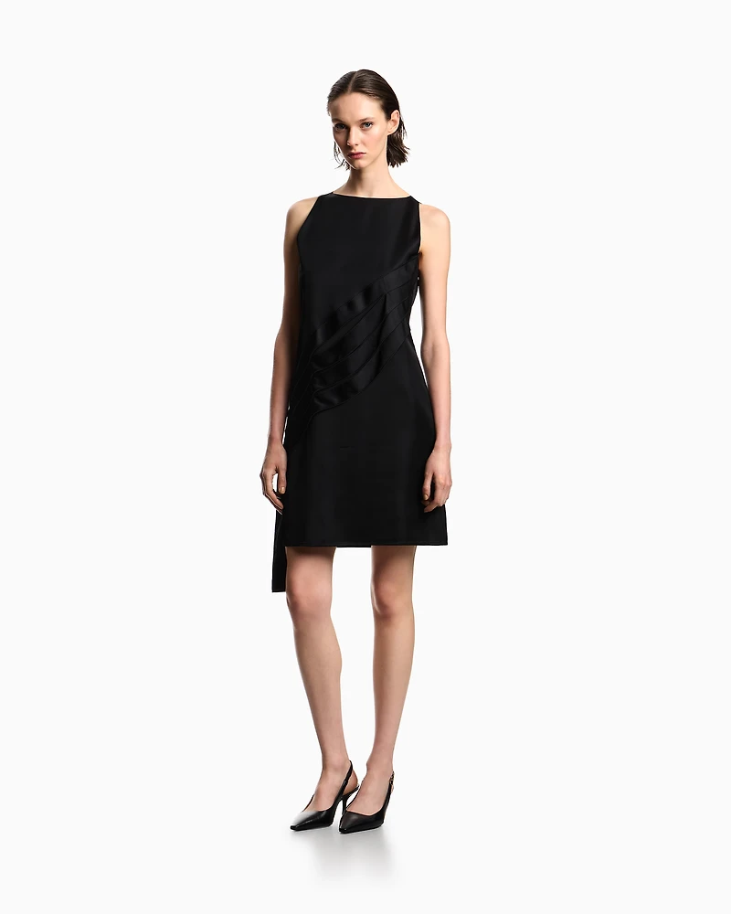 Emporio Armani - Polygon capsule collection dress with satin-fringed details, Woman, Black, Size: