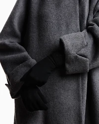 Emporio Armani - Wool knit gloves with EA signature logo embroidery, Woman, Black, Size: