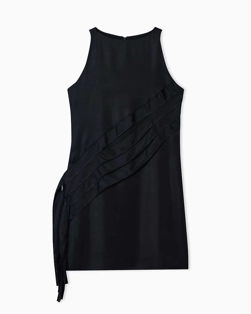 Emporio Armani - Polygon capsule collection dress with satin-fringed details, Woman, Black, Size: