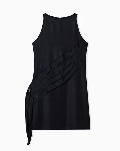 Emporio Armani - Polygon capsule collection dress with satin-fringed details, Woman, Black, Size: 42