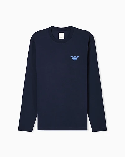Emporio Armani - New York Capsule Collection printed jersey jumper, Man, Navy Blue, Size: