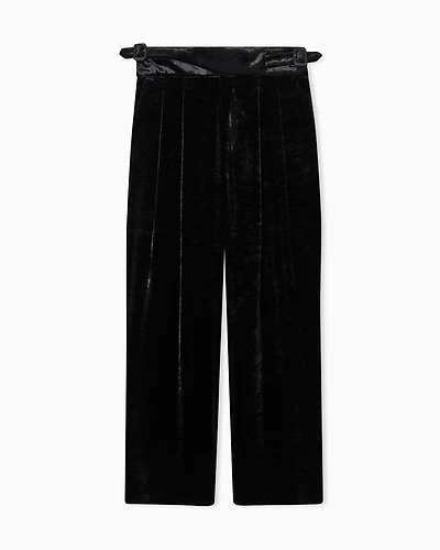 Emporio Armani - Dappled-effect velvet trousers with pleats, Man, Black, Size: