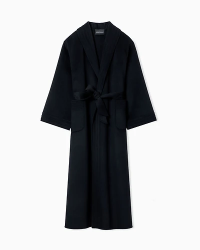 Emporio Armani - Cashmere and virgin-wool long coat with belt, Woman, Black, Size: