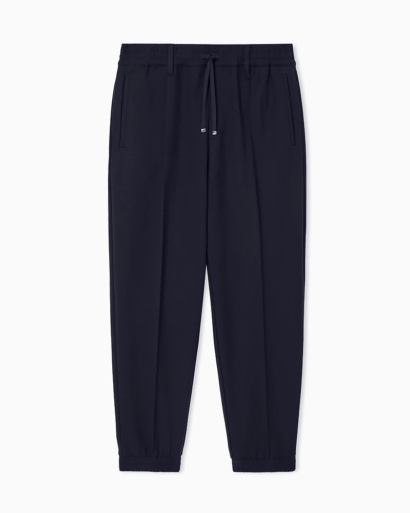 Black cropped trousers with drawstring