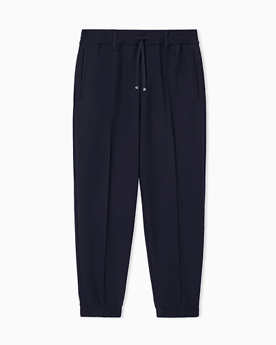 Black cropped trousers with drawstring