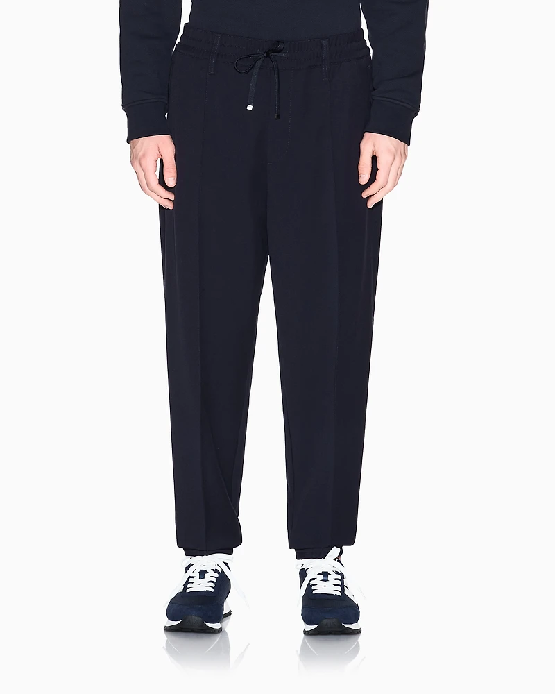 Black cropped trousers with drawstring