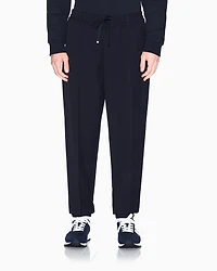 Black cropped trousers with drawstring