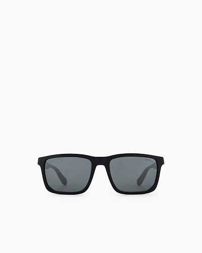 Emporio Armani - Men’s rectangular sunglasses, Man, Black, Size: 57L