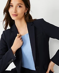 Ann Taylor The Tall One-Button Blazer Seasonless Stretch Perfect Navy Women's