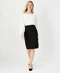 Ann Taylor The Tall Seamed Pencil Skirt Seasonless Stretch Core Black Women's
