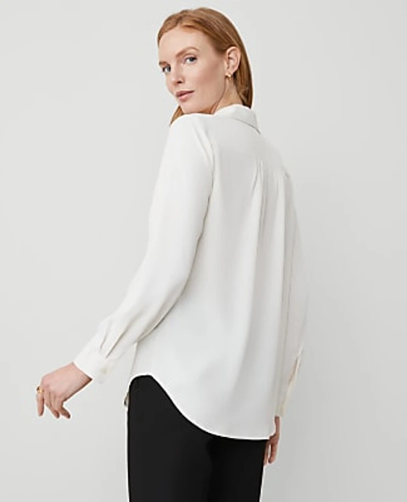 Ann Taylor Petite Camp Shirt Winter White Women's